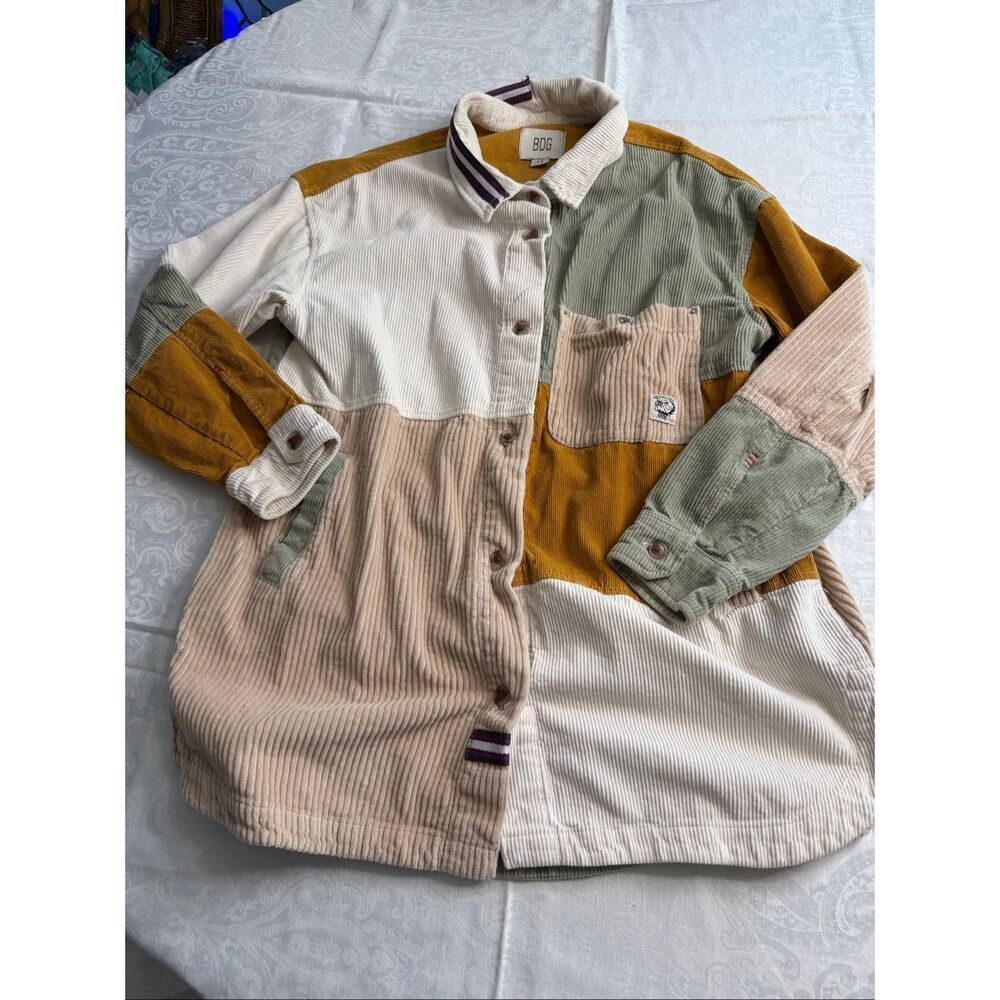 BDG Urban Outfitters Colorblock Patchwork Corduroy Shacket Jaxket Shirt Sz Large